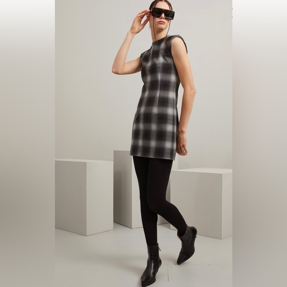 SPORTMAX MaxMara Checked Sleeveless Crewneck Mini Dress. Sz: M US4/6 165/88A NWT - Picture 2 of 16